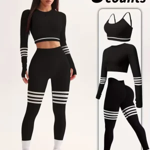3-Piece Women's Y2K Striped Tracksuit