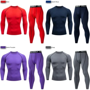 2pcs Men Compression Sportswear Suit Elastic